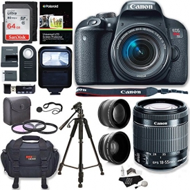 Canon EOS Rebel T7i Camera, EF-S 18-55 IS STM Lens Kit, Sandisk 64GB, Ritz Gear Premium SLR Camera Bag, Filter Kit, Flash and Accessory Bundle