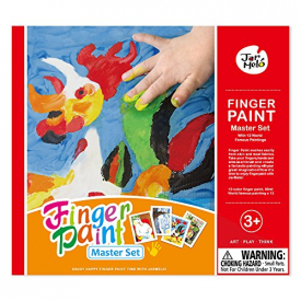 Jar Melo Finger Paint Masterpiece; 12 Colors of Pigment; 1 Apron; Assorted Art Tools; Washable; Non-Toxic; Paint Box Puzzle