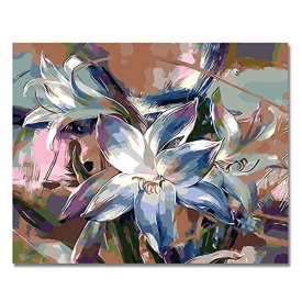 Rihe DIY Oil Painting Paint by Numbers Kits for Adults Kids Beginner- Lily Flower 16 x 20inch with Brushes and Acrylic Pigment (Without Frame)