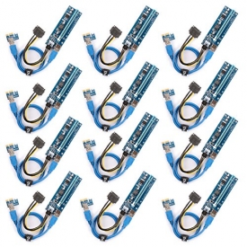 Ubit 12-PCS PCI-E Riser for BitcoinLitecoinETH coin PCIe VER 006C 6 PIN 16x to 1x Powered Riser Adapter Card 6-Pin PCI-E to SATA Power Cable – GPU Riser Adapter – Ethereum Mining ETH