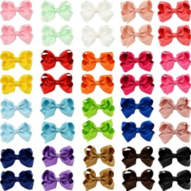 40pc 3″ Boutique Windmill Style Hair Bows Girls Baby Alligator Clip Grosgrain Ribbon Headbands