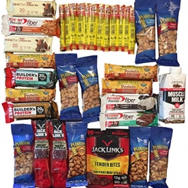 The Extreme Protein Power Pack-High Protein Snack Variety Bundle: 35 Items Jack Link’s, Slim Jim, Planter’s Peanuts, Clif Builders, Muscle Milk, Premier Protein, and more