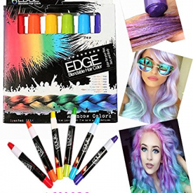 Hair Chalk Rainbow Edge Stix Blendable Hair Color With Scents, 6 Colorful Hair Chalk Pens Edge Chalkers. For Halloween Party Christmas Fun Temporary Hair Chalk For Girls Teens Adults Party or Cosplay
