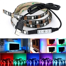 DeepDream LED Strip Lights TV Backlight 4.9ft 5050 45Leds 5V USB Powered Mini Controller for HDTV, Flat Screen TV Accessories and Desktop PC, Multi Color