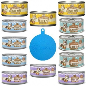 Merrick Purrfect Bistro Grain Free Canned Cat Food 4 Flavor Variety Bundle (12 Cans Total, 3 Oz Each) Plus 1 Pet Buddies Silicone Cat/Dog Food Can Cover — 13 Items Total