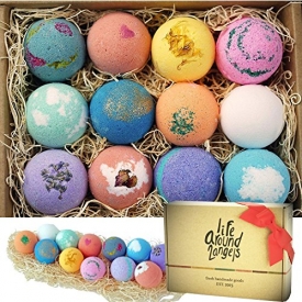 LifeAround2Angels Bath Bombs Gift Set 12 USA made Fizzies, Shea & Coco Butter Dry Skin Moisturize, Perfect for Bubble & Spa Bath. Handmade Birthday Gift idea For Her/Him, wife, girlfriend, men, women