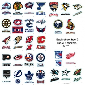 Set of 30 – 60 NHL Sports Stickers – 2 Stickers per Card.