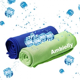 Ambielly Cooling Towel for Instant Relief,2-Pack(40″x12″) Stay Cool Fitness Golf Ice Towels ,Ideal for Running Yoga Gym Travel Camping Biking Hiking Working & Outdoor Sports (SD3000A)