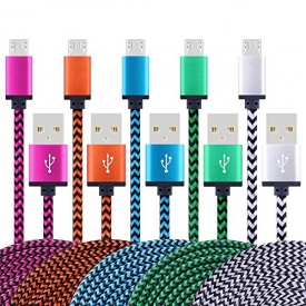 Micro USB Cable, Sicodo High Speed [5-Pack] 6FT Premium Nylon Braided USB 2.0 A Male to Micro B Data Sync and Charger Cables for Samsung Galaxy S7, Note 5, HTC, Motorola, Sony and More Android Phones