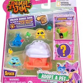 Animal Jam 5 Figure Pack (Adopt a Pet) (Series 3) (Cupcake Style 1) Animal Kam 5