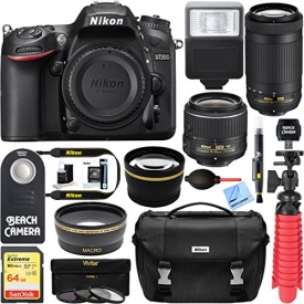 Nikon D7200 24.2MP Digital SLR Camera with AF-P 18-55mm VR & 70-300mm Lens Deluxe Accessory Bundle