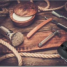 MSD Natural Rubber Mousepad Mouse Pads/Mat design: 37931405 Shaving accessories on a luxury wooden background
