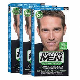 Just For Men Original Formula Men’s Hair Color, Light Medium Brown (Pack of 3)