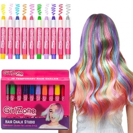 HAIR CHALKS BIRTHDAY GIFT: 10 Colorful Hair Chalk Pens. Temporary Color for Girls for All Ages. Makes a Great Birthday Gifts Present For Girls Age 4 5 6 7 8 9 10 years old