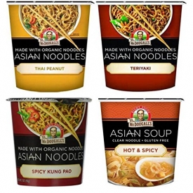 Dr. McDougall’s Asian Noodle Cups 4 Flavor Variety Bundle, 1 Ea: Thai Peanut, Hot & Spicy, Spicy Kung Pao, and Teriyaki, 1-2 oz.