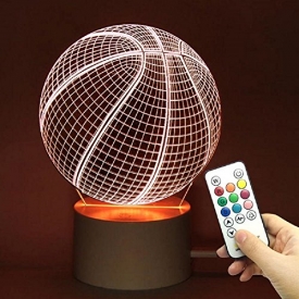 TRADE 10 Color Change Touch Remote Control Dimming Basketball Ball Sports 3D Visualization Acrylic LED Night Light Perfect Gift Give for Kid Teens Boyfriend Christmas Eve Halloween Birthday