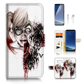 ( For Samsung S8 Plus / S8+ ) Flip Case Wallet Cover with Screen Protector – US B30034 – Harley Quinn Super Hero B30034