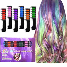 Kyerivs Hair Chalk Comb Disposable Instant Hair Color Cream For Hair Dyeing Party and Cosplay DIY, Works on All Hair Colors, Mini 6PCS