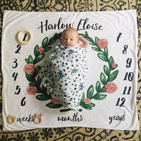 Moolon Newborn Baby Blanket For Photos Background Photography Monthly Growth Milestone Numbers Props Stroller Covers (# 2)