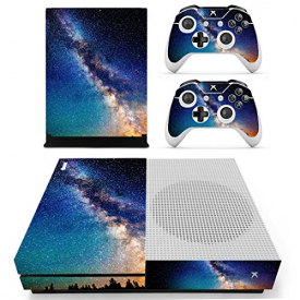 eSeeking Whole Body Vinyl Skin Sticker Decal Cover for Microsoft Xbox One Slim Console Blue Starry Sky Galaxy Nebular