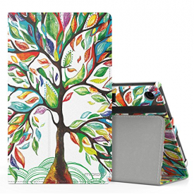 MoKo Case for All-New Amazon Fire HD 8 Tablet (7th Generation, 2017 Release Only) – Slim Folding Stand Cover for Fire HD 8, Lucky TREE (with Auto Wake / Sleep)