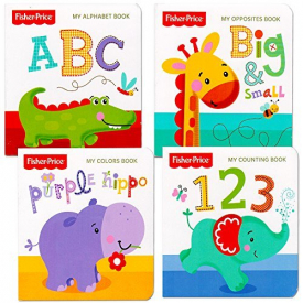 Fisher Price “My First Books” Set of 4 Baby Toddler Board Books (ABC Book, Colors Book, Numbers Book, Opposites Book)