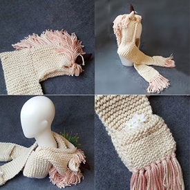 Umiwe Union Hooded Hat Scarf, Cute Shawls Earflap Hats Caps Kids Gift for 3-12 Year Old Girls (pink)