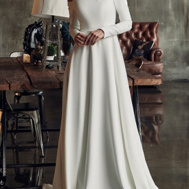 A-Line Simple Long Sleeve Wedding Dresses 2020