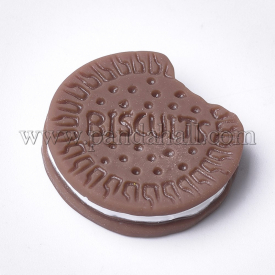 Resin Cabochons, Biscuit, Camel, 26~27×24~25×6~7mm