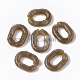 Acrylic Linking Rings, For Jewelry Chains Making, Imitation Gemstone Style, Oval, Camel, 19×14.5×4.5mm, Hole: 10×5.5mm; about 620pcs/500g