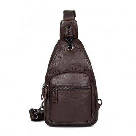 Large Capacity Genuine Leather Crossbody Bag Casual Chest Bag For Men