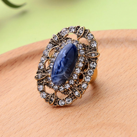 Elegant Blue Gem Stone Ring