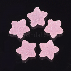 Resin Cabochons, Star, Pink, 17~18.5×17.5~19×9~10mm