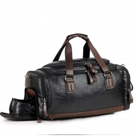 Men Gym Bag Leather Travel Weekender Overnight Duffel Bag