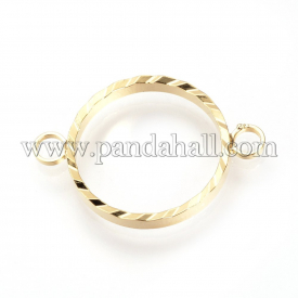 Brass Links, Real Gold Plated, Ring, Golden, 27x19x2.5mm, Hole: 3mm