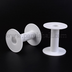 Plastic Empty Spools for Wire, Thread Bobbins, White, Bobbin: 24x76mm; Backplane: 68x2mm