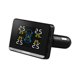 U906E Car TPMS Tire Pressure Monitoring System Cigarette Lighter Supply Power 4 External Sensor