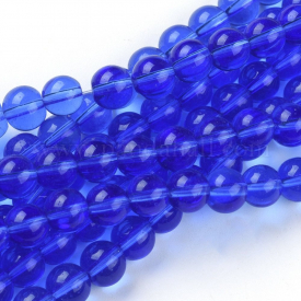 Glass Beads Strands, Round, RoyalBlue, 8mm, Hole: 1.5mm; about 40pcs/strand, 11.8″(30cm), 36strands/bag