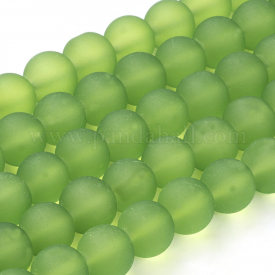Transparent Glass Bead Strands, Frosted, Round, LimeGreen, 8mm, Hole: 1.3~1.6mm; about 105pcs/strand, 31.4″