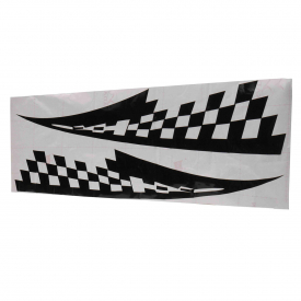 2Pcs Car Decal Vinyl Graphics Stickers Hood Decals Checkered Flags Stripe Black17x77cm #CG169