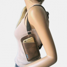 Men Women Genuine Leather Retro Solid Outdoor Phone Case Phone Bag