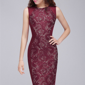 Chicloth Mermaid Jewel Knee-Length Lace Homecoming Dresses-Cheap Casual Dresses