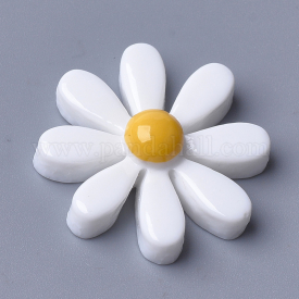 Resin Cabochons, Flower, Creamy White, 29~30×8~9mm