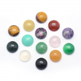Natural & Synthetic Mixed Stone Cabochons, Half Round, 12×5~6mm