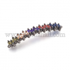 Brass Micro Pave Cubic Zirconia Links, Rectangle, Colorful, Gunmetal, 42.5x7x3.5mm, Hole: 0.8mm