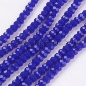 Imitation Jade Glass Beads Strands, Faceted, Rondelle, Blue, 3x2mm; Hole: 0.5mm; about 193~195pcs/strand, 16.7″