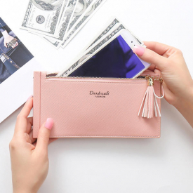 Women Tassel Multi-slots 15 Card Slots Zipper Wallet