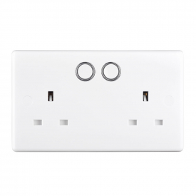 BG Electrical 2 Gang SMART Plug Power Socket Cover Alexa and Google Compatible