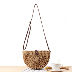 Women Straw Beach Bag Hollow Crossbody Bag