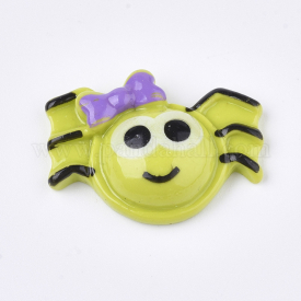 Resin Cabochons, Spider, YellowGreen, 19.5x27x7mm